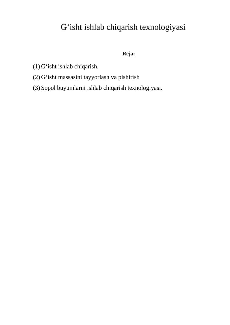 G‘isht ishlab chiqarish texnologiyasi 1