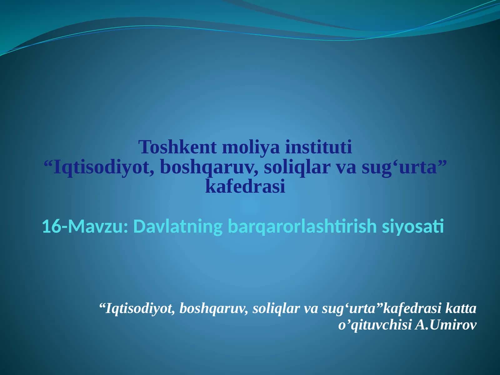 Davlatning barqarorlashtirish siyosati 1