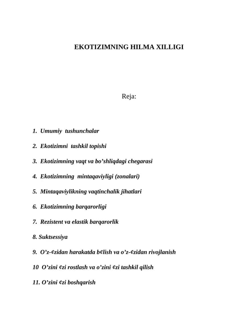 Ekotizimning hilma xilligi 1