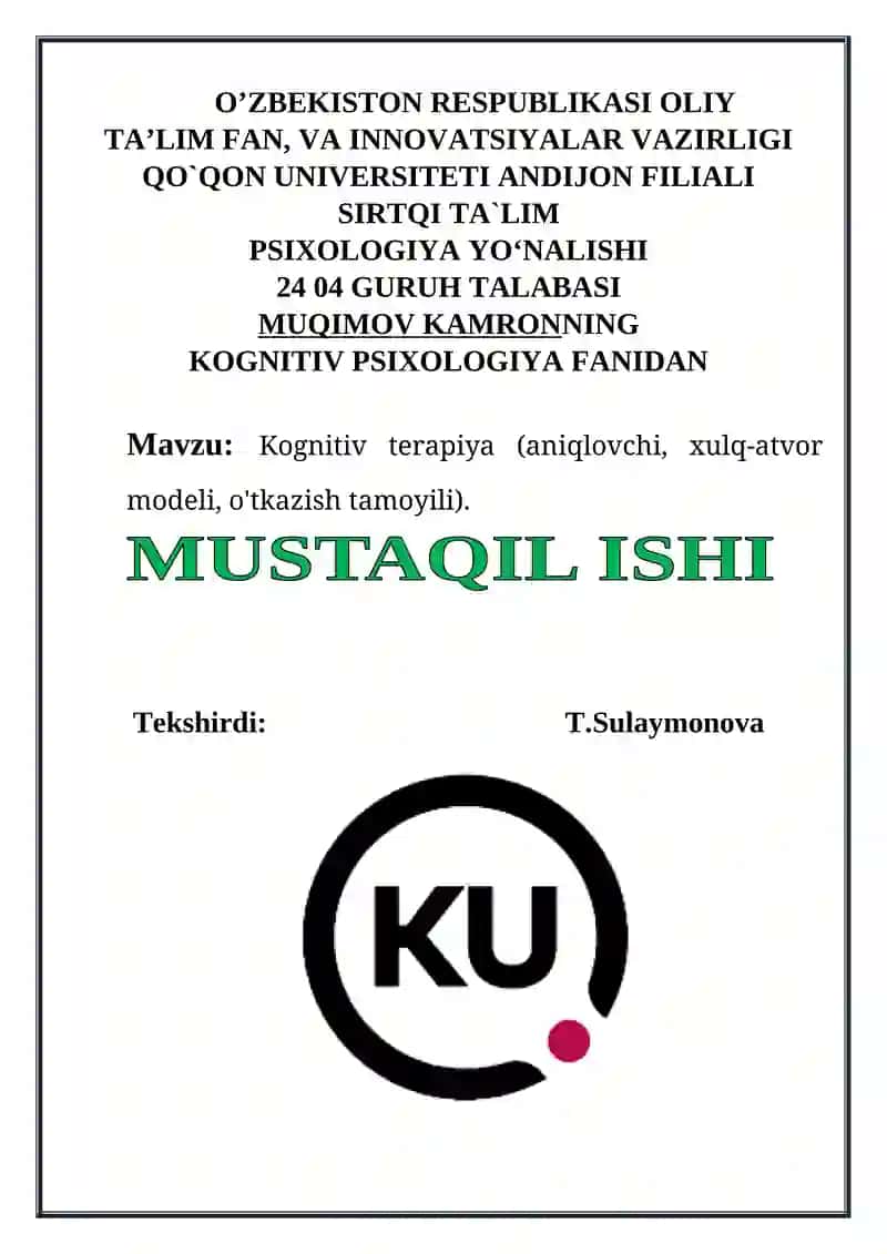Kognitiv terapiya