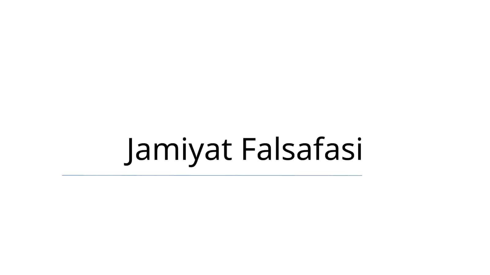 Jamiyat Falsafasi 1