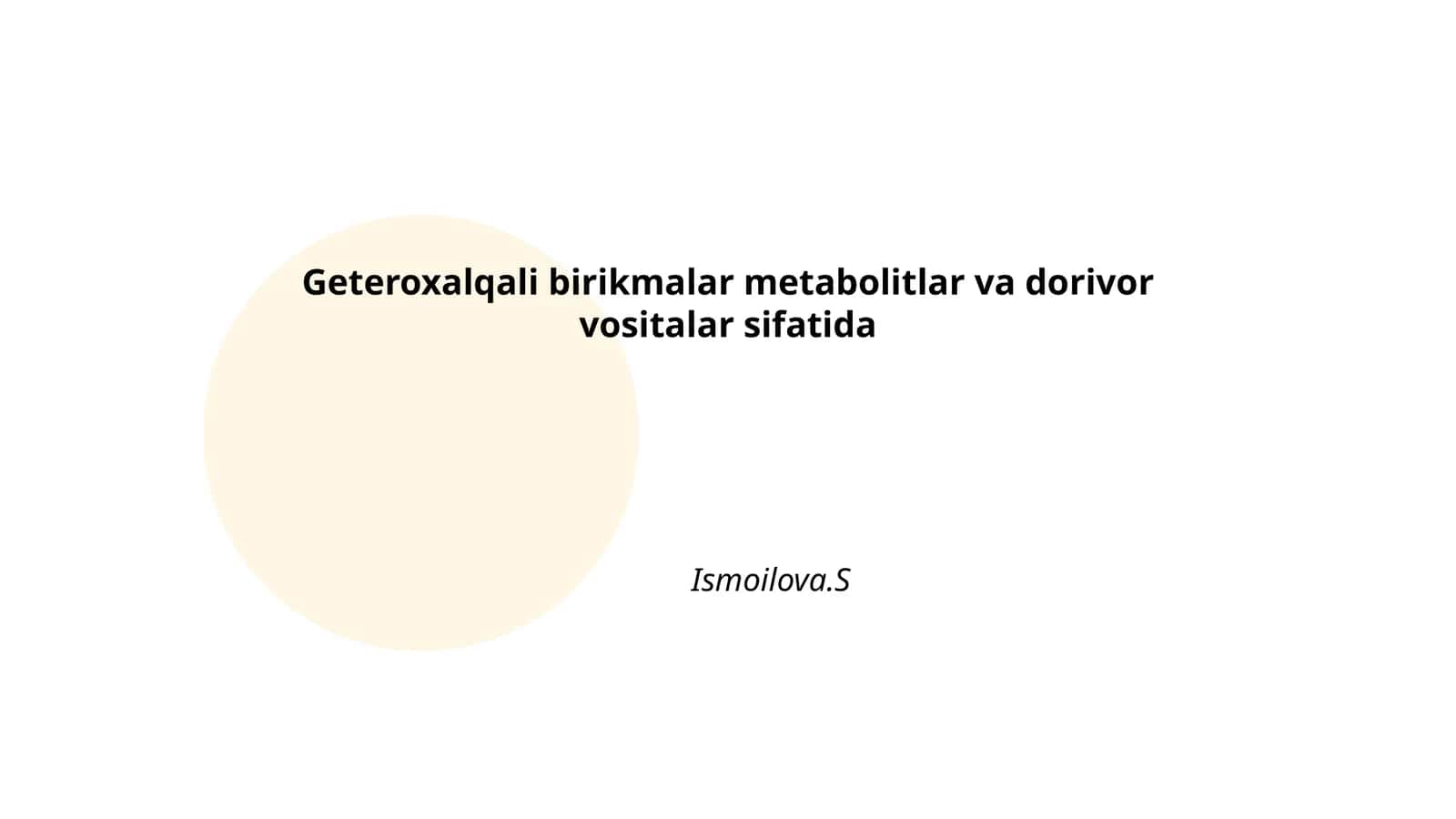 Geteroxalqali birikmalar metabolitlar va dorivor vositalar sifatida 1