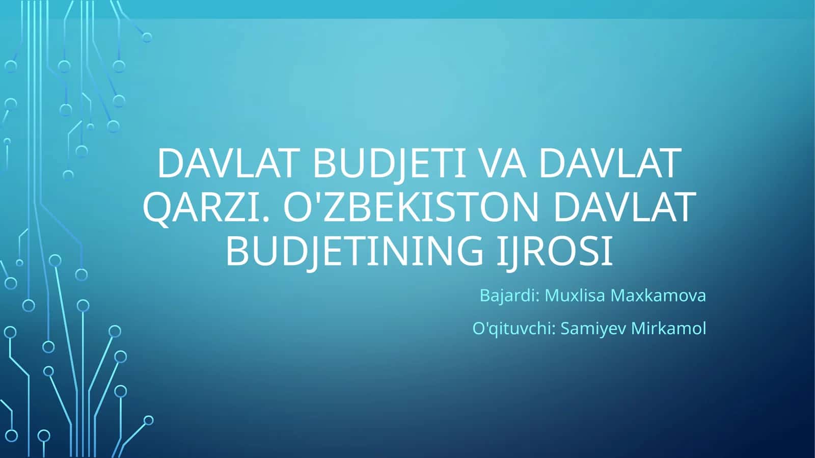Davlat budjeti va davlat qarzi. O'zbekiston davlat budjetining ijrosi 1