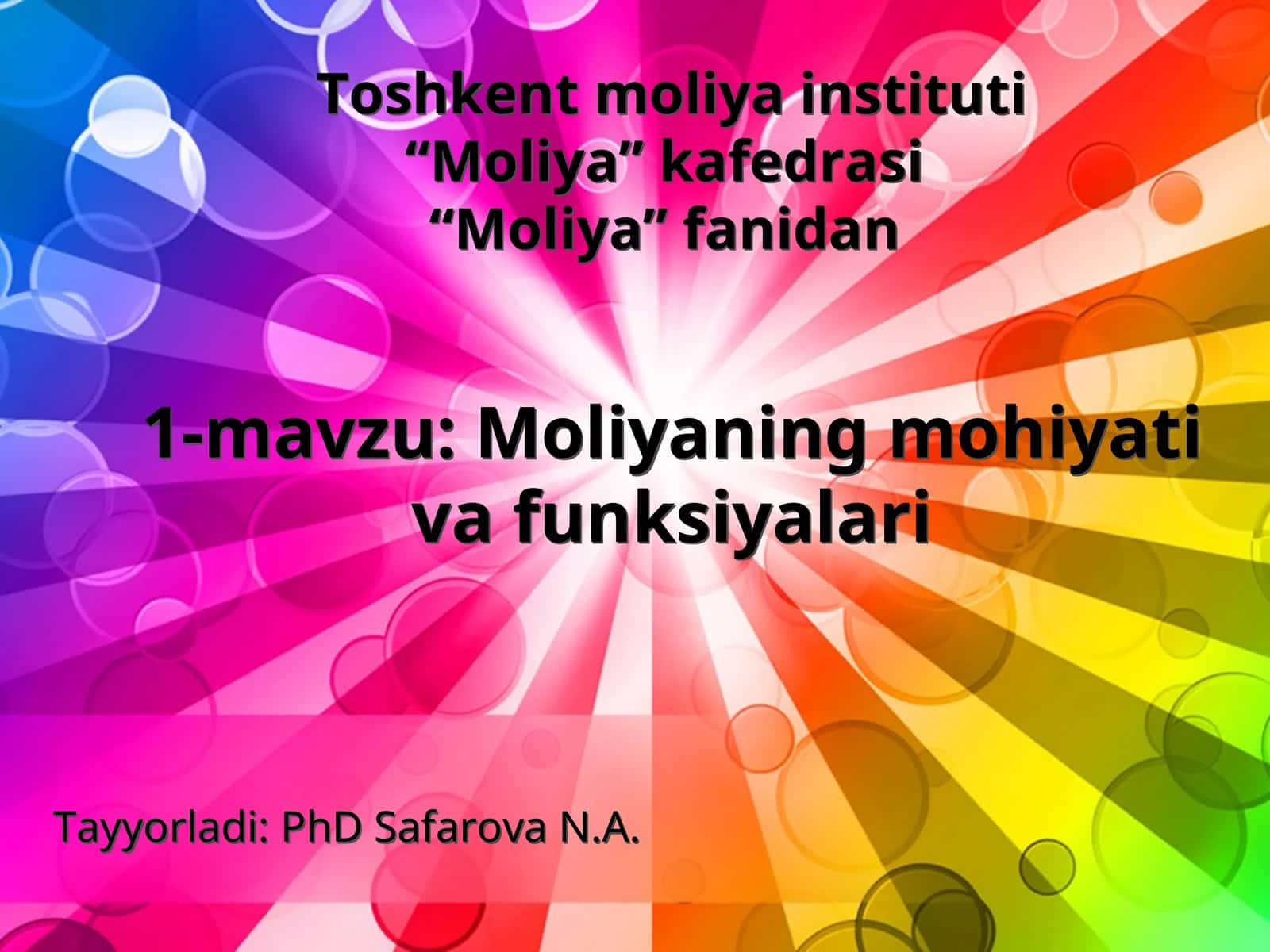 Moliyaning mohiyati va funksiyalari 1