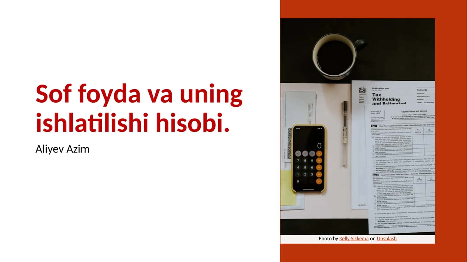 Sof foyda va uning ishlatilishi hisobi 1