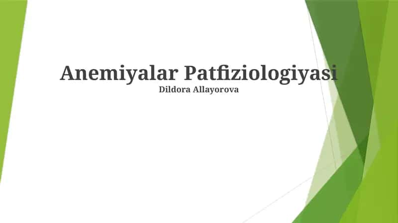 Anemiyalar Patfiziologiyasi 1