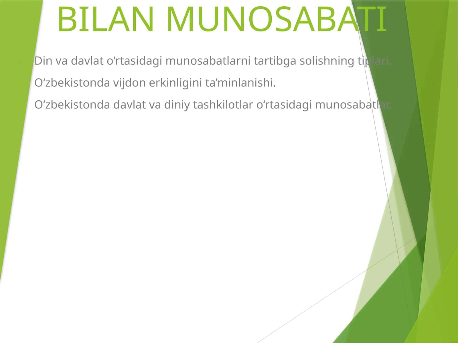 Davlatning din va diniy tashkilotlar bilan munosabati 1