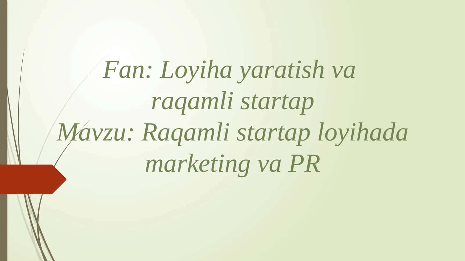 Raqamli startap loyihada marketing va PR 1