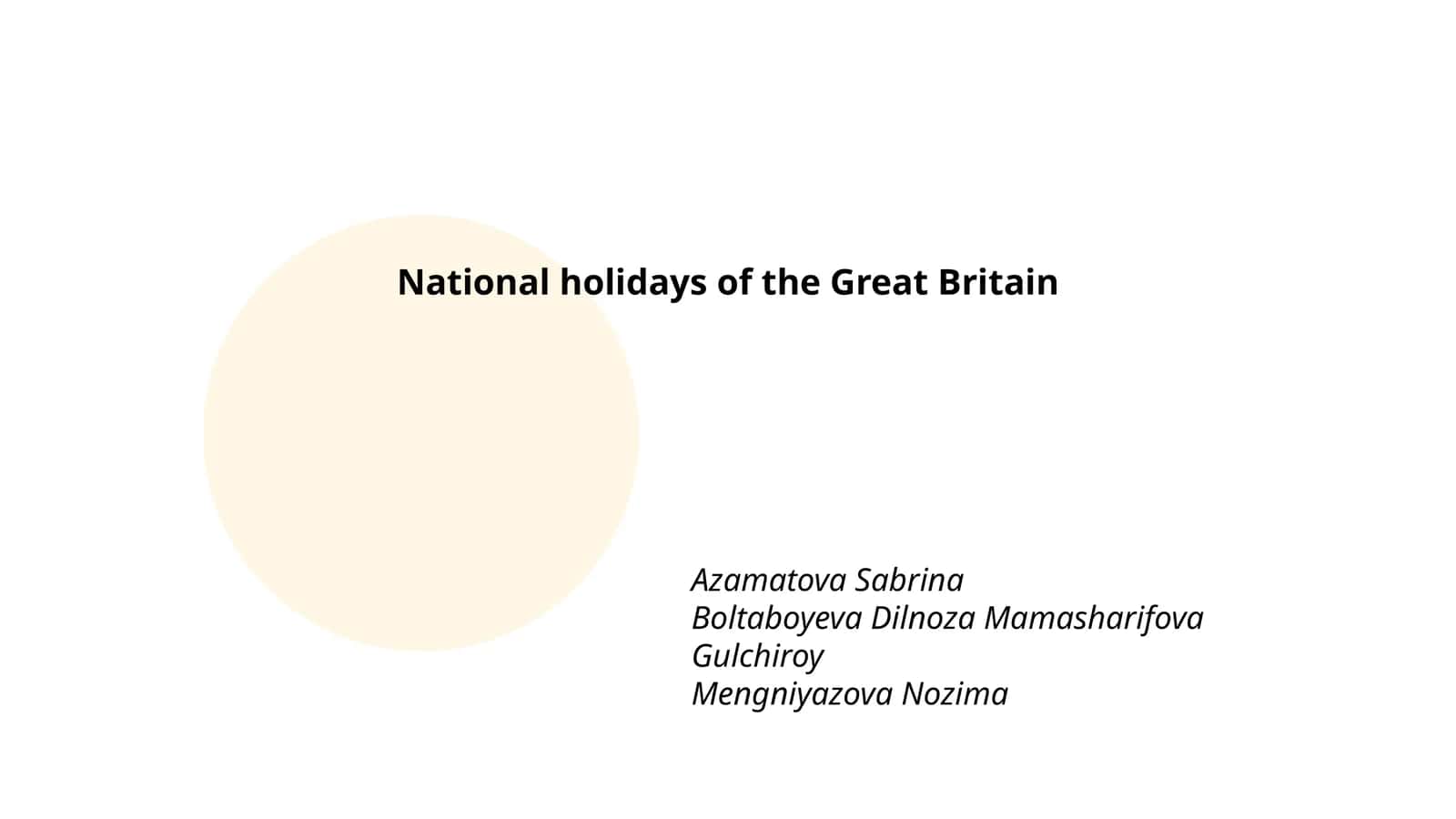 National holidays of the Great Britain 1