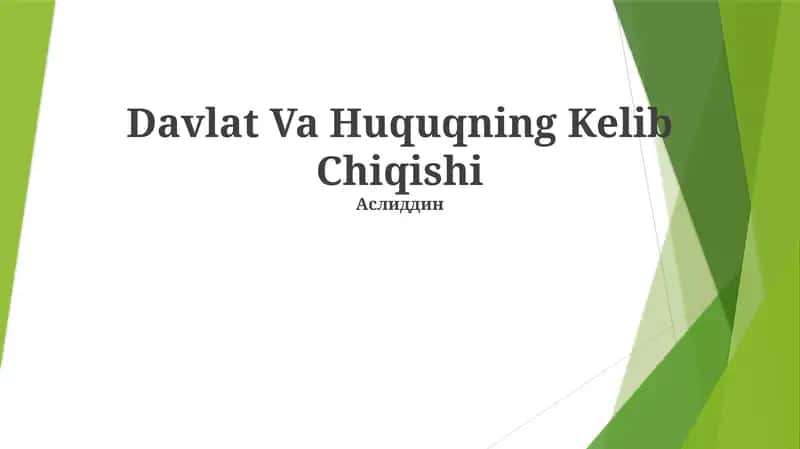 Davlat Va Huquqning Kelib Chiqishi 1