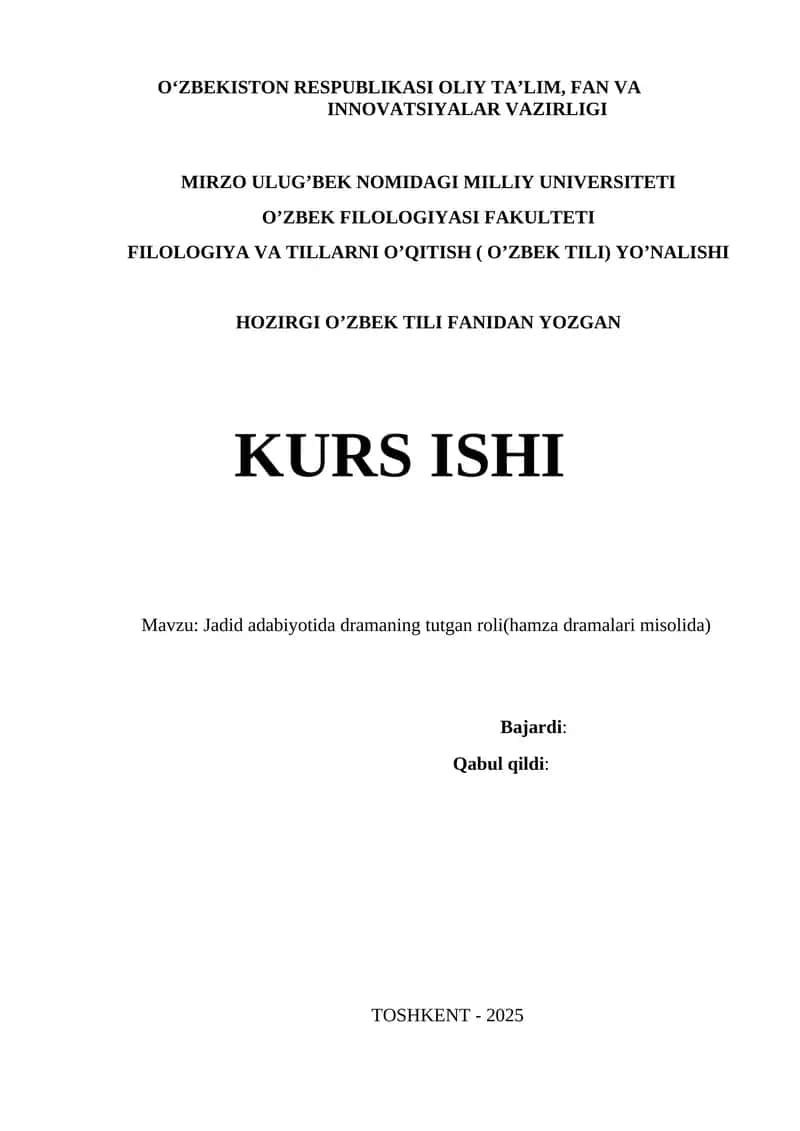Jadid adabiyotida dramaning tutgan roli(hamza dramalari misolida) 1