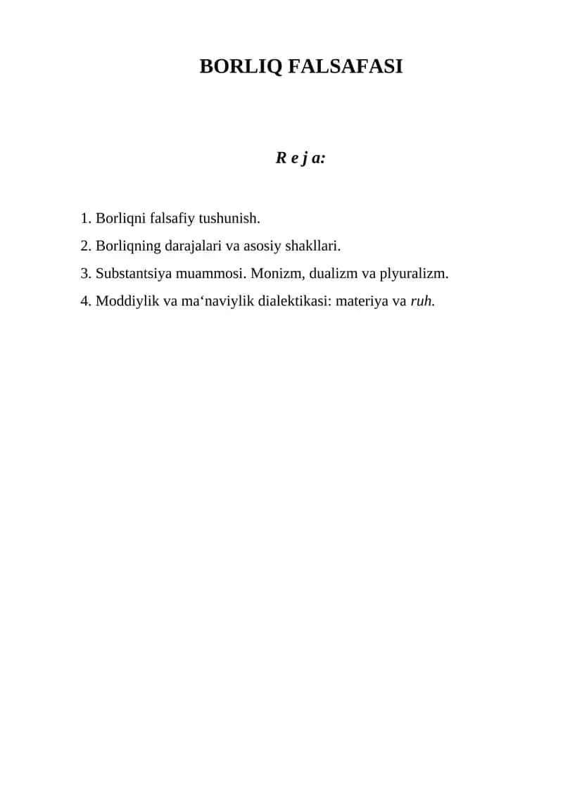 Borliq falsafasi 1