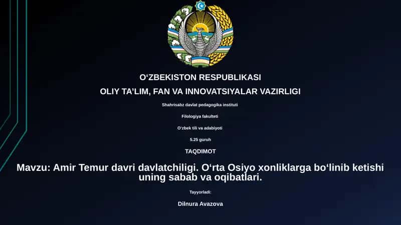 Amir Temur davri davlatchiligi 1