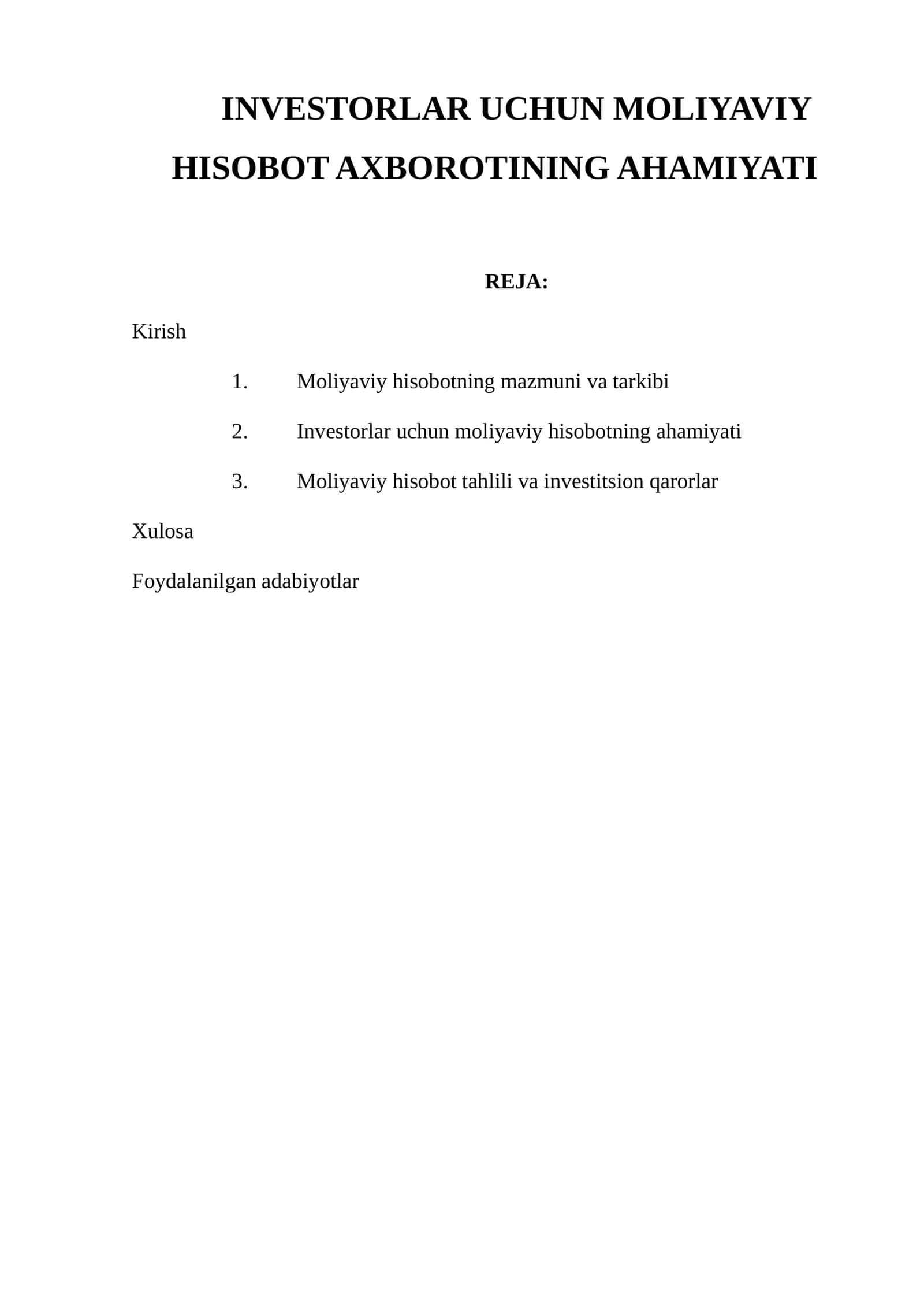 Moliyaviy hisobotning ahamiyati 1