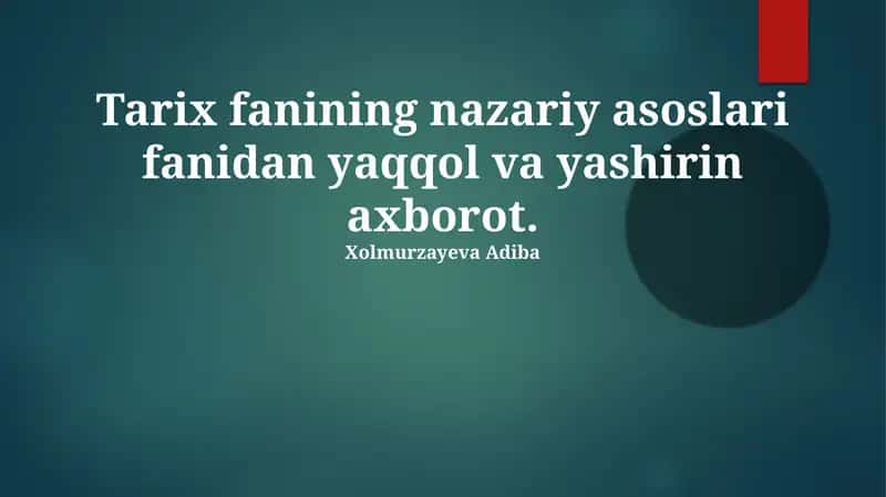Tarix fanining nazariy asoslari 1