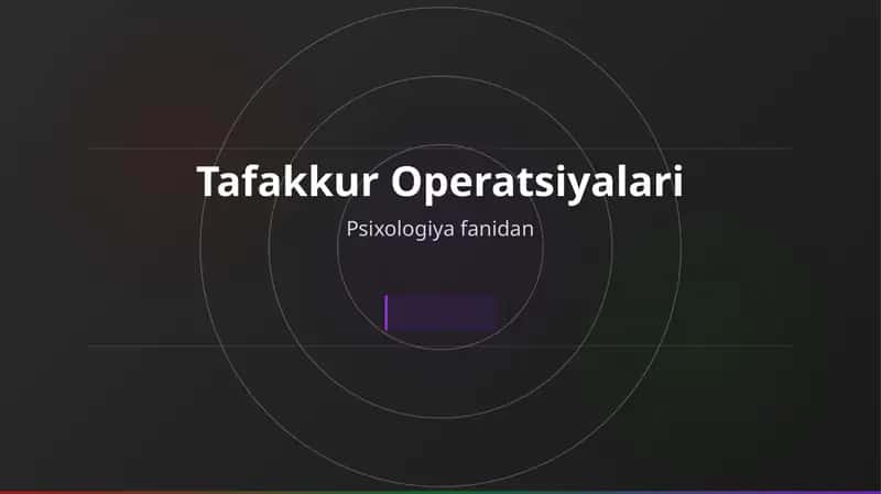 Tafakkur Operatsiyalari 1