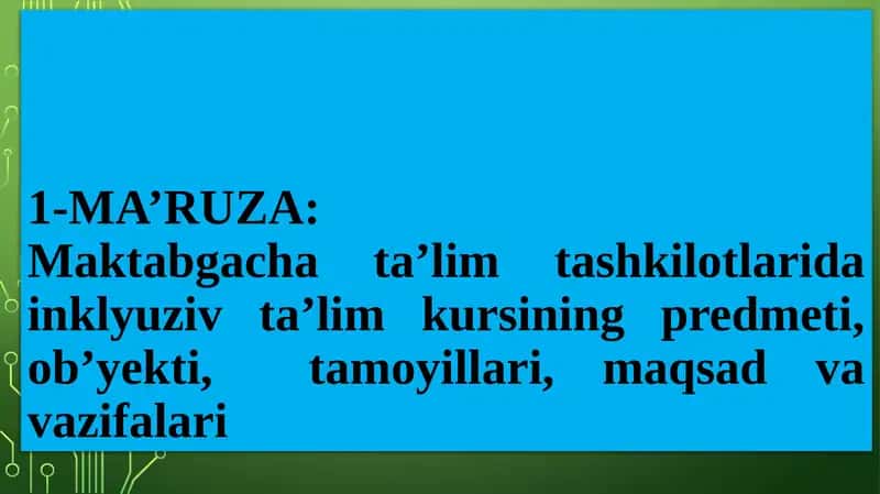 Inklyuziv ta’lim kursi 1