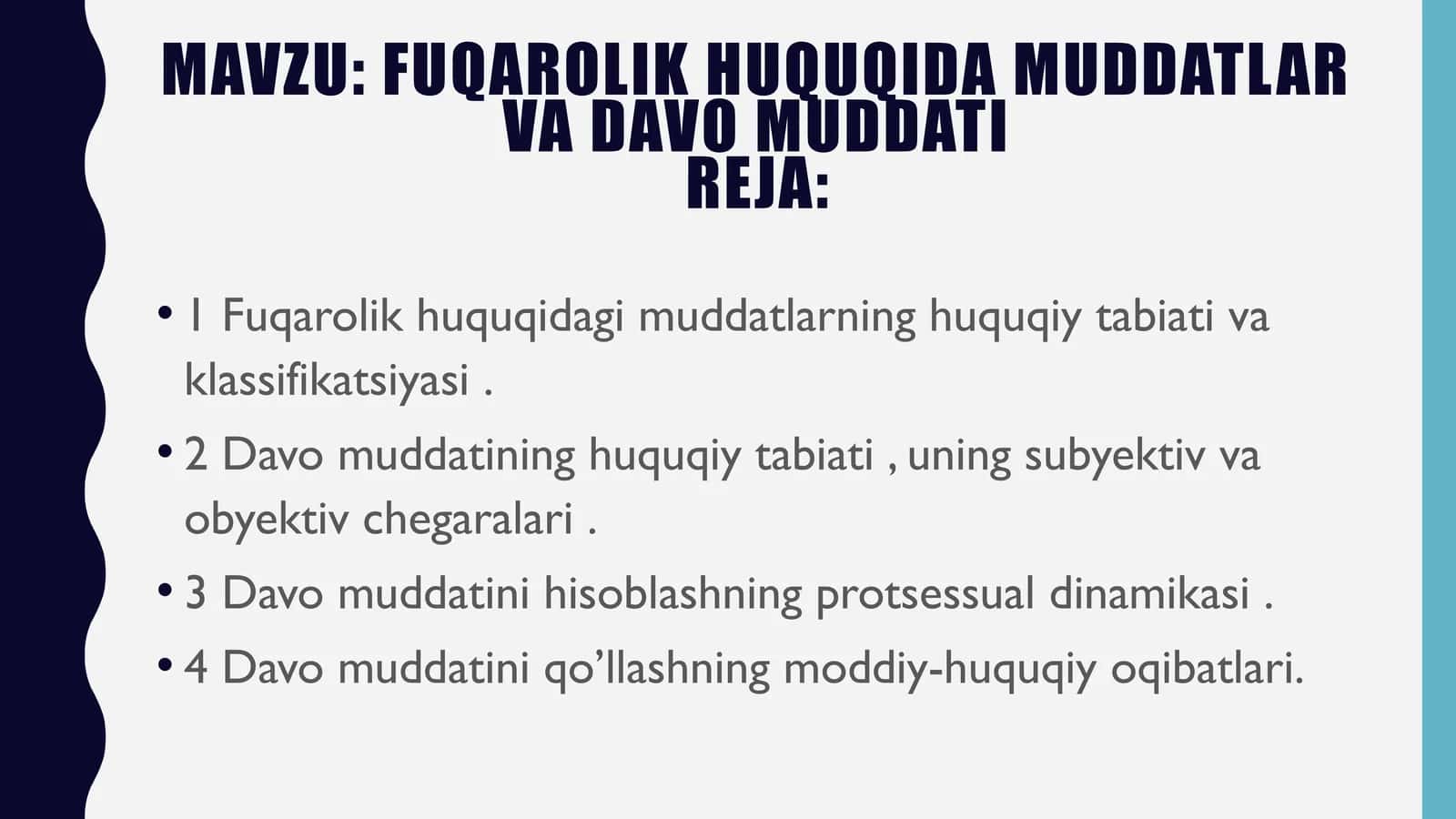 Fuqarolik huquqida muddatlar va davo muddati 1