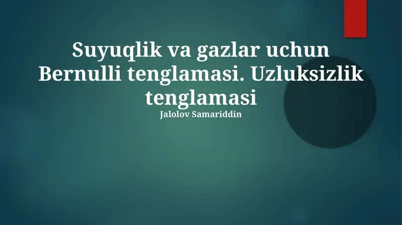 Bernulli tenglamasi 1