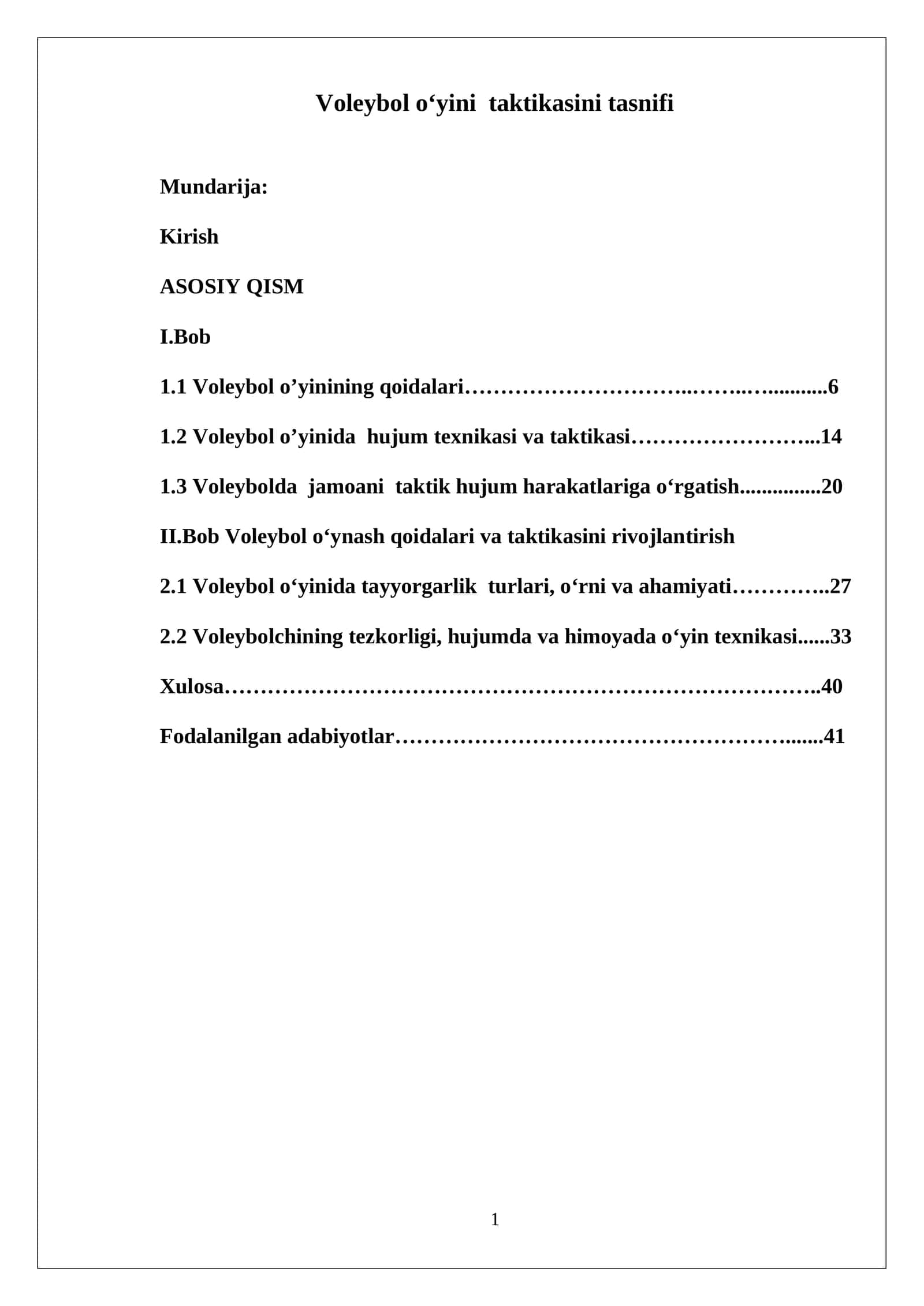 Voleybol o‘yini taktikasini tasnifi 1
