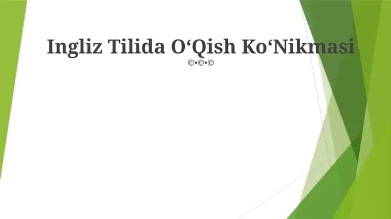 Ingliz Tilida OʻQish KoʻNikmasi 1