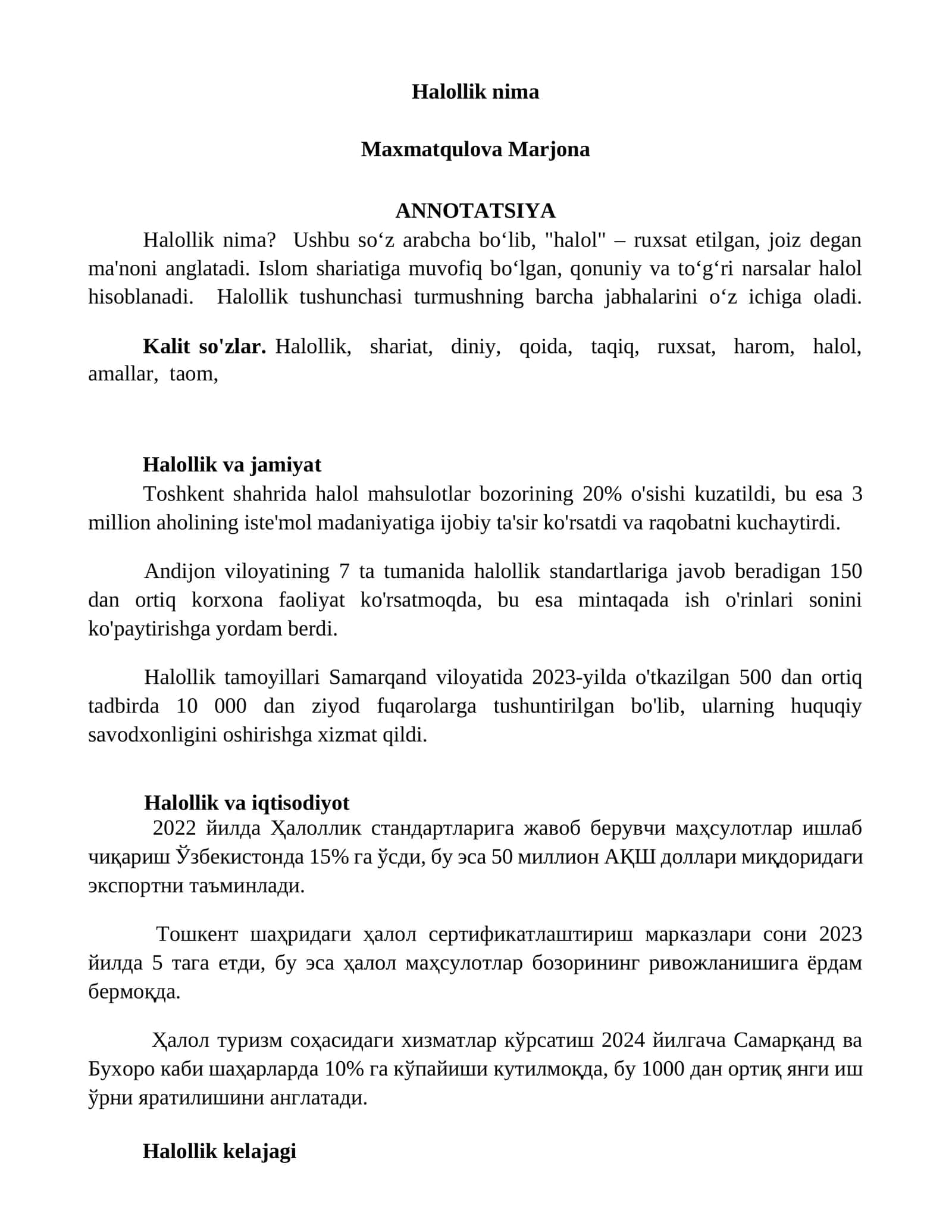 Halollik nima 1