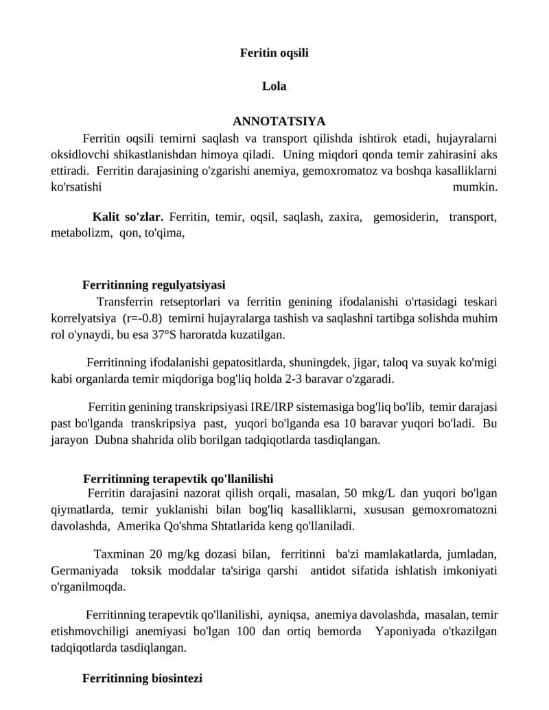 Ferritin oqsili 1