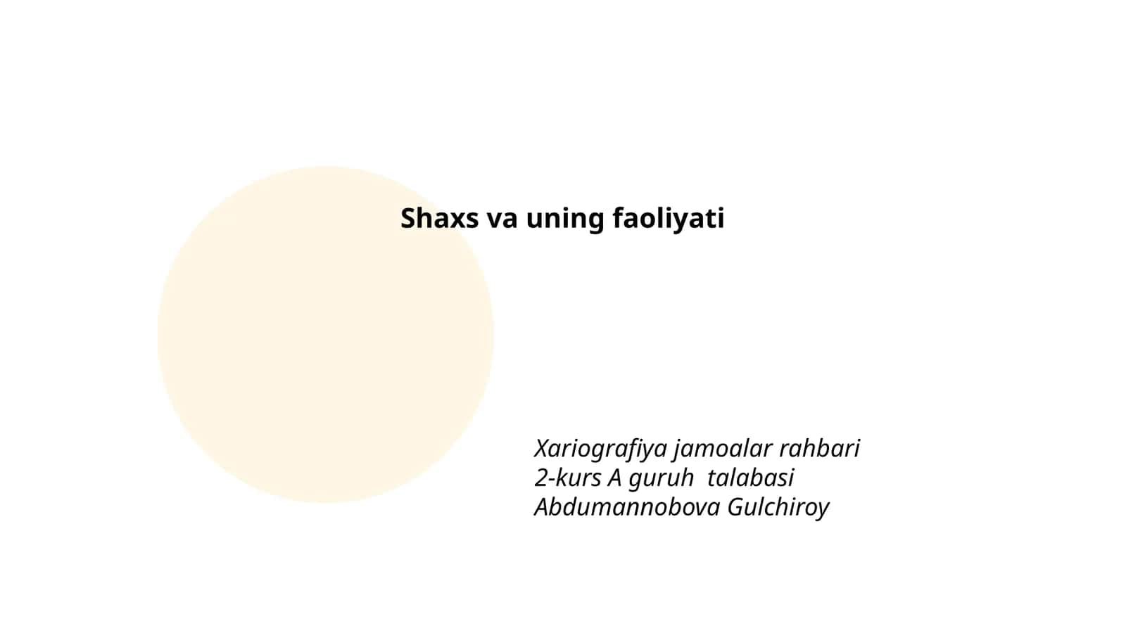 Shaxs va uning rivojlanishi 1