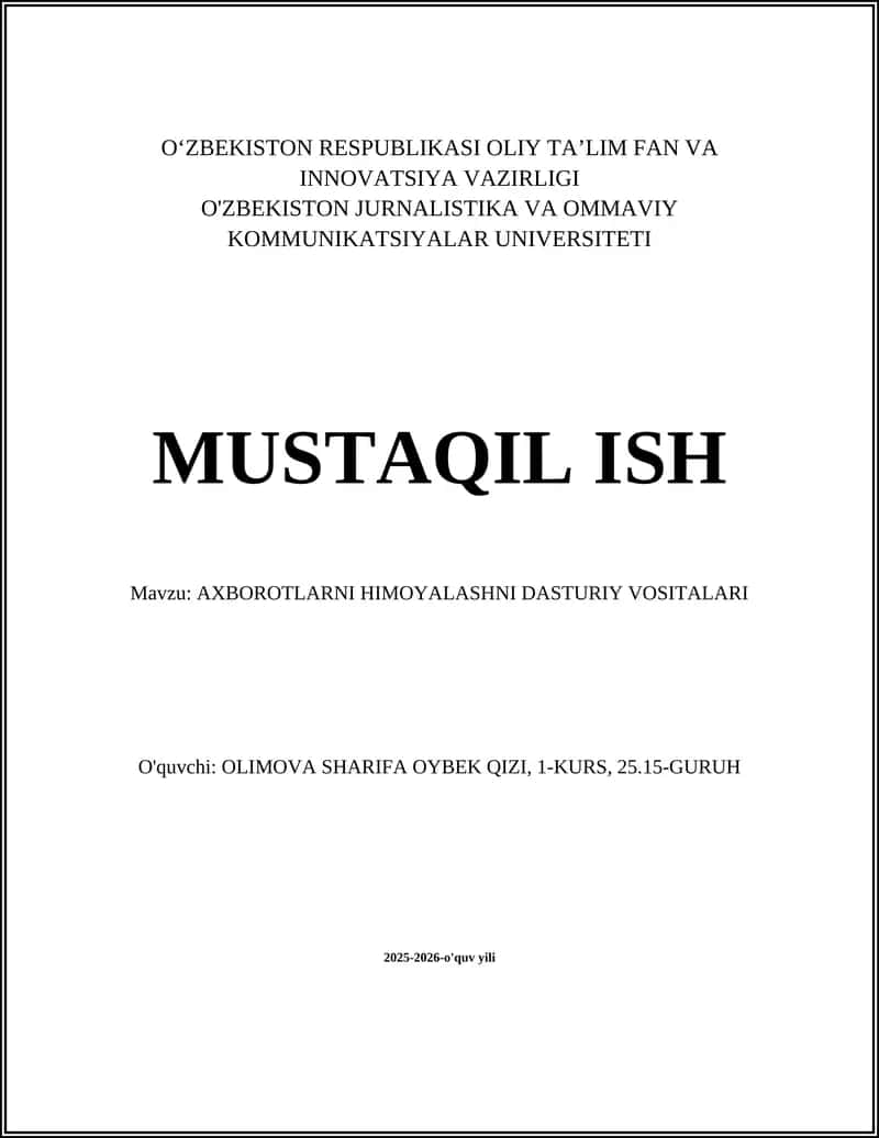 AXBOROTLARNI HIMOYALASHNI DASTURIY VOSITALARI 1