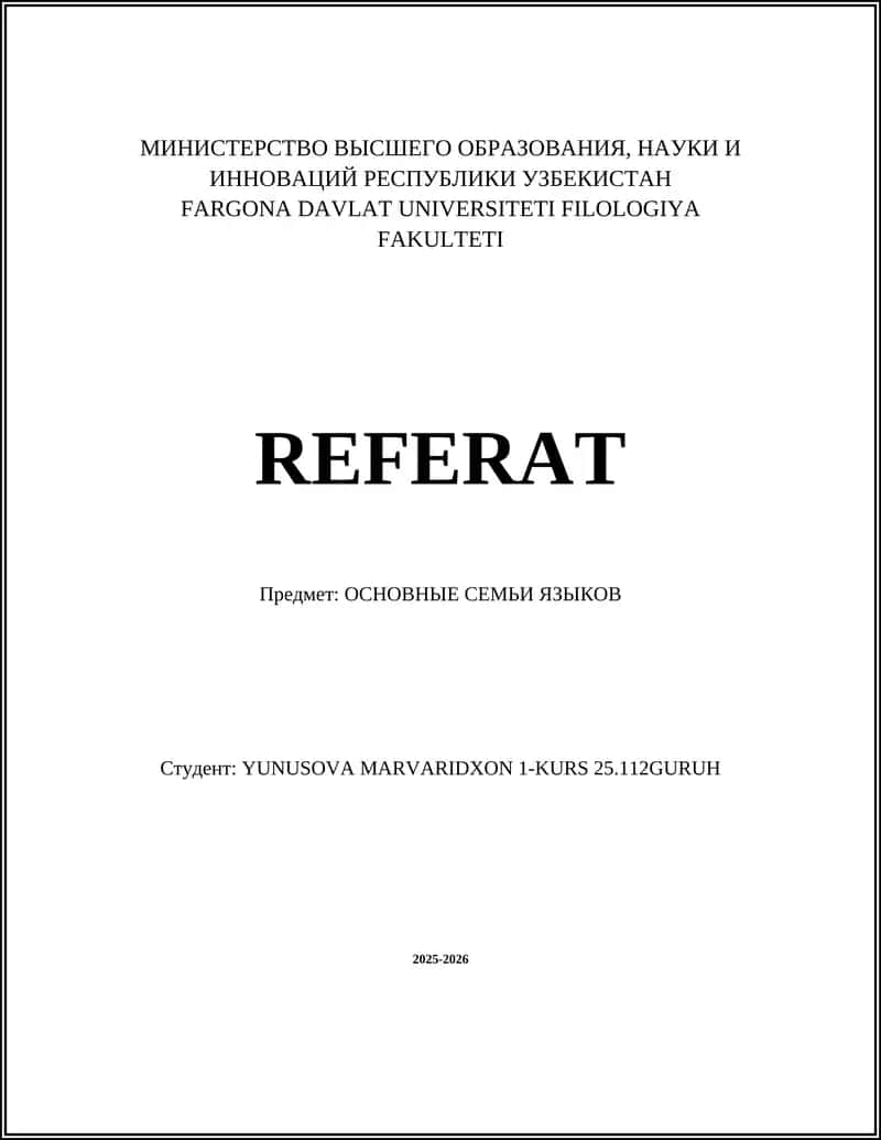 ОСНОВНЫЕ СЕМЬИ ЯЗЫКОВ 1