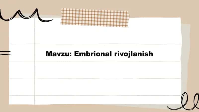 Embrional rivojlanish 1