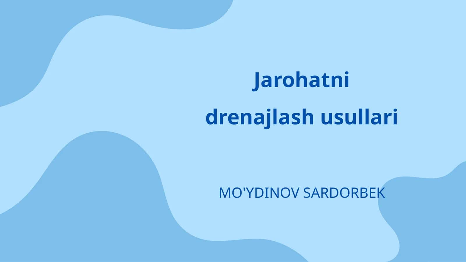 Jarohatni drenajlash usullari 1