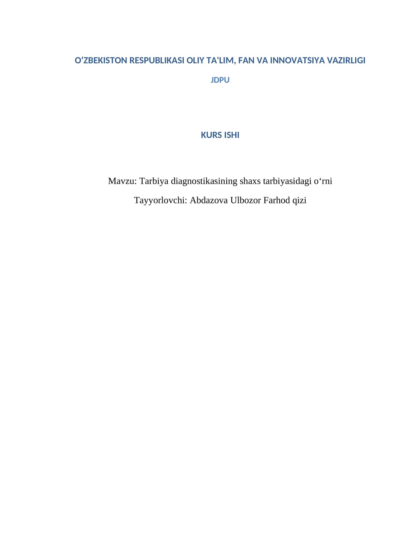 Tarbiya Diagnostikasi 1
