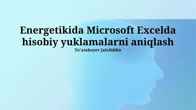 Excelda energetika hisoblash 1