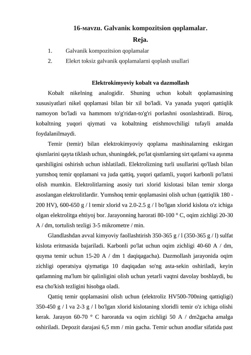 Galvaniк kompozitsion qoplamalar 1