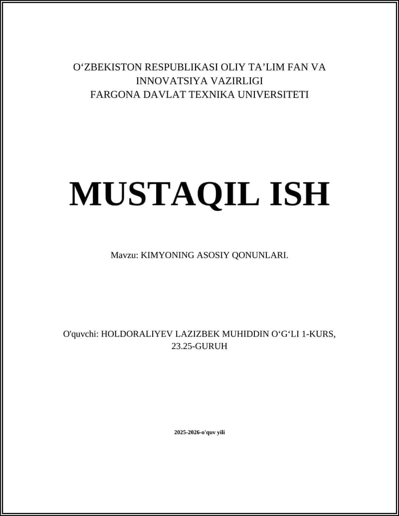 KIMYONING ASOSIY QONUNLARI 1