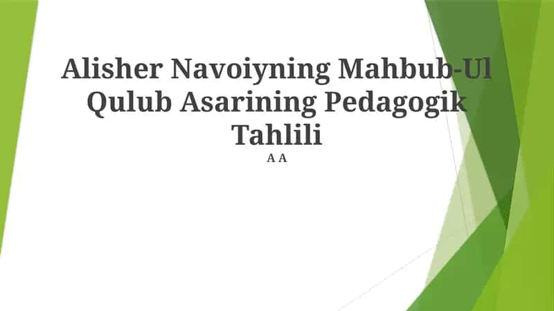 Mahbub-Ul Qulub Asarining Pedagogik Tahlili 1