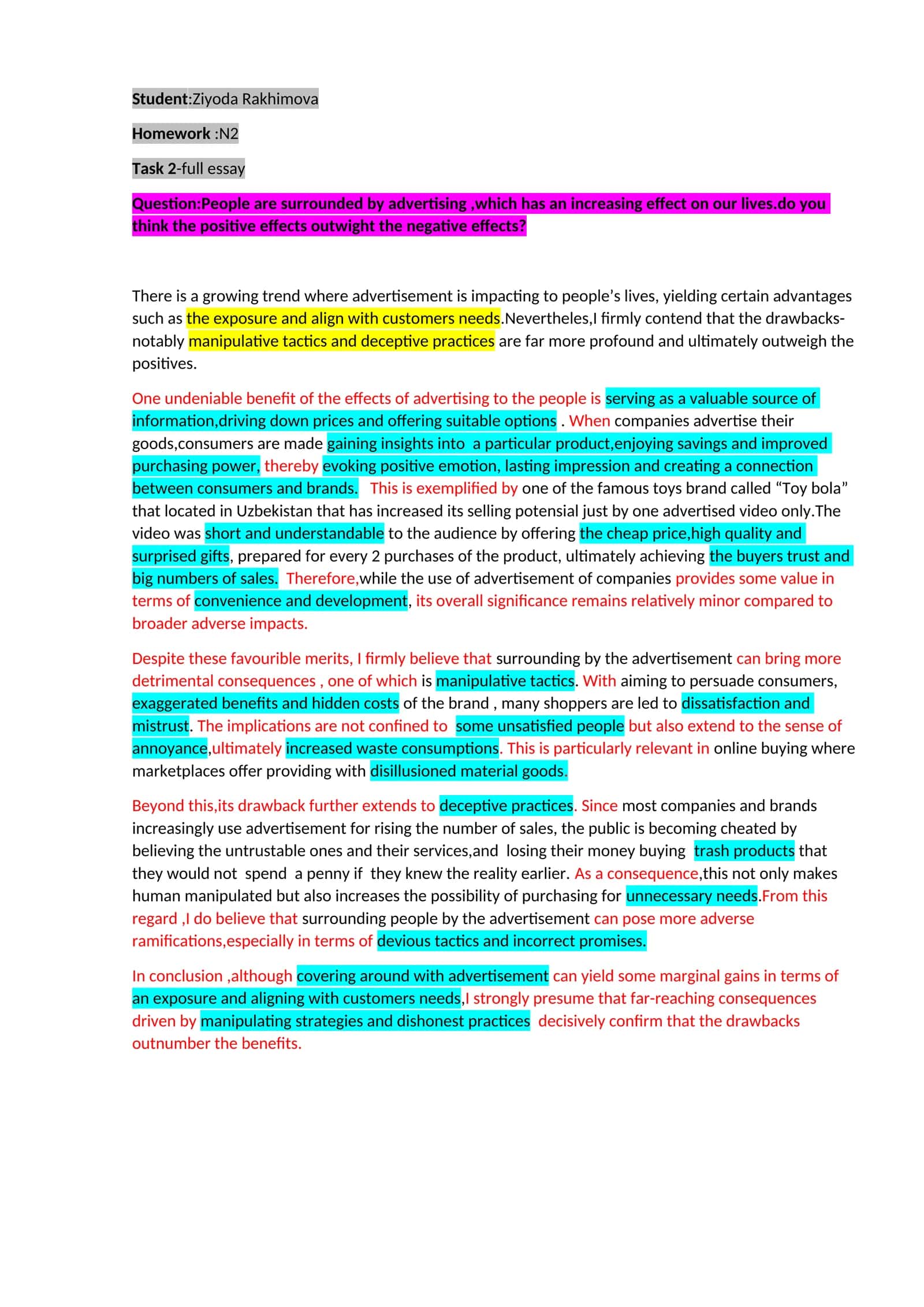 Advertising Effects on People's Lives 1