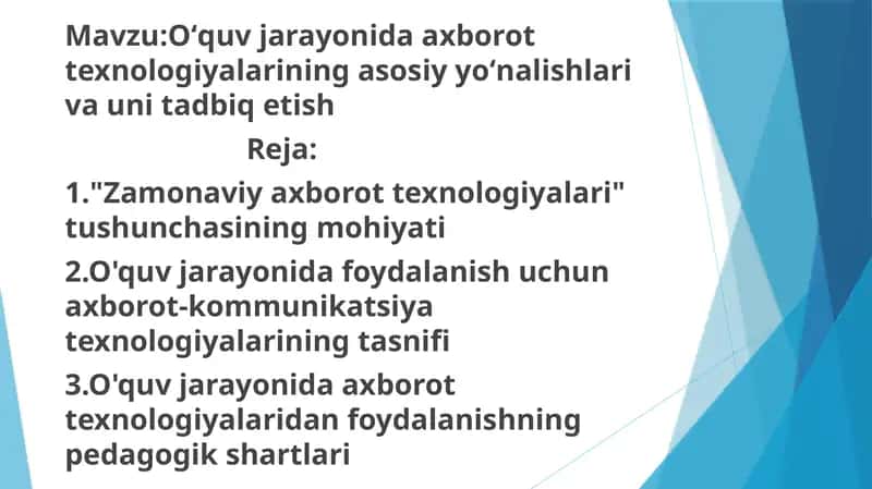 Oʻquv jarayonida axborot texnologiyalari 1