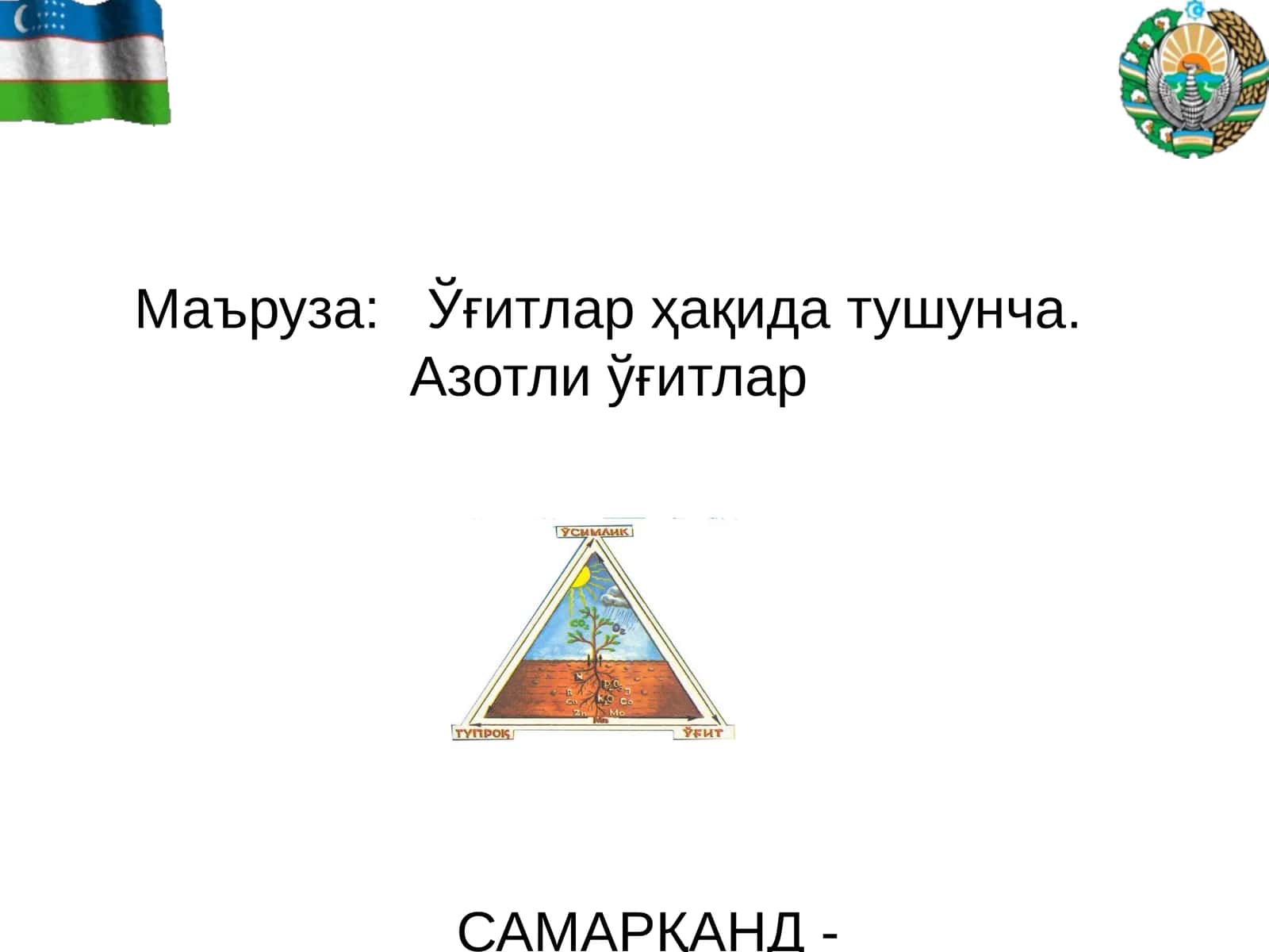 Оқиқатлар ҳақида тушунча. Азотли ўғитлар 1