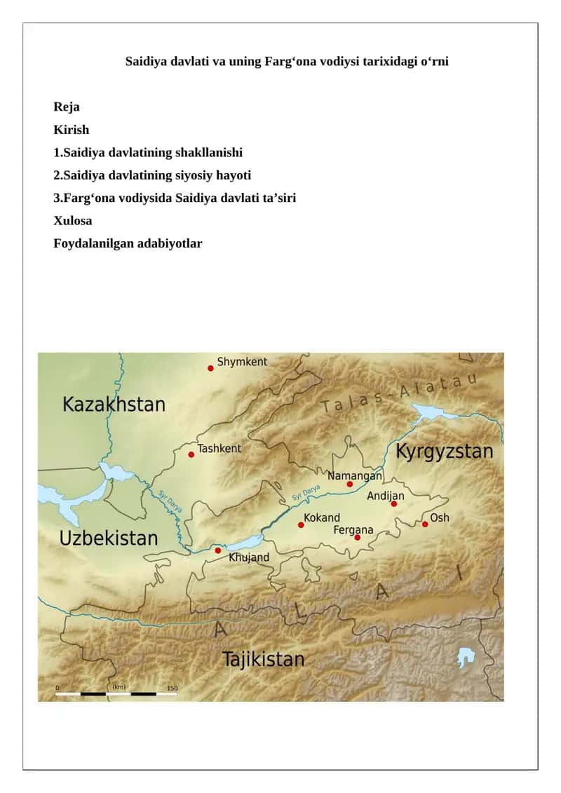 Saidiya davlati va uning Farg‘ona vodiysi tarixidagi o‘rni 1