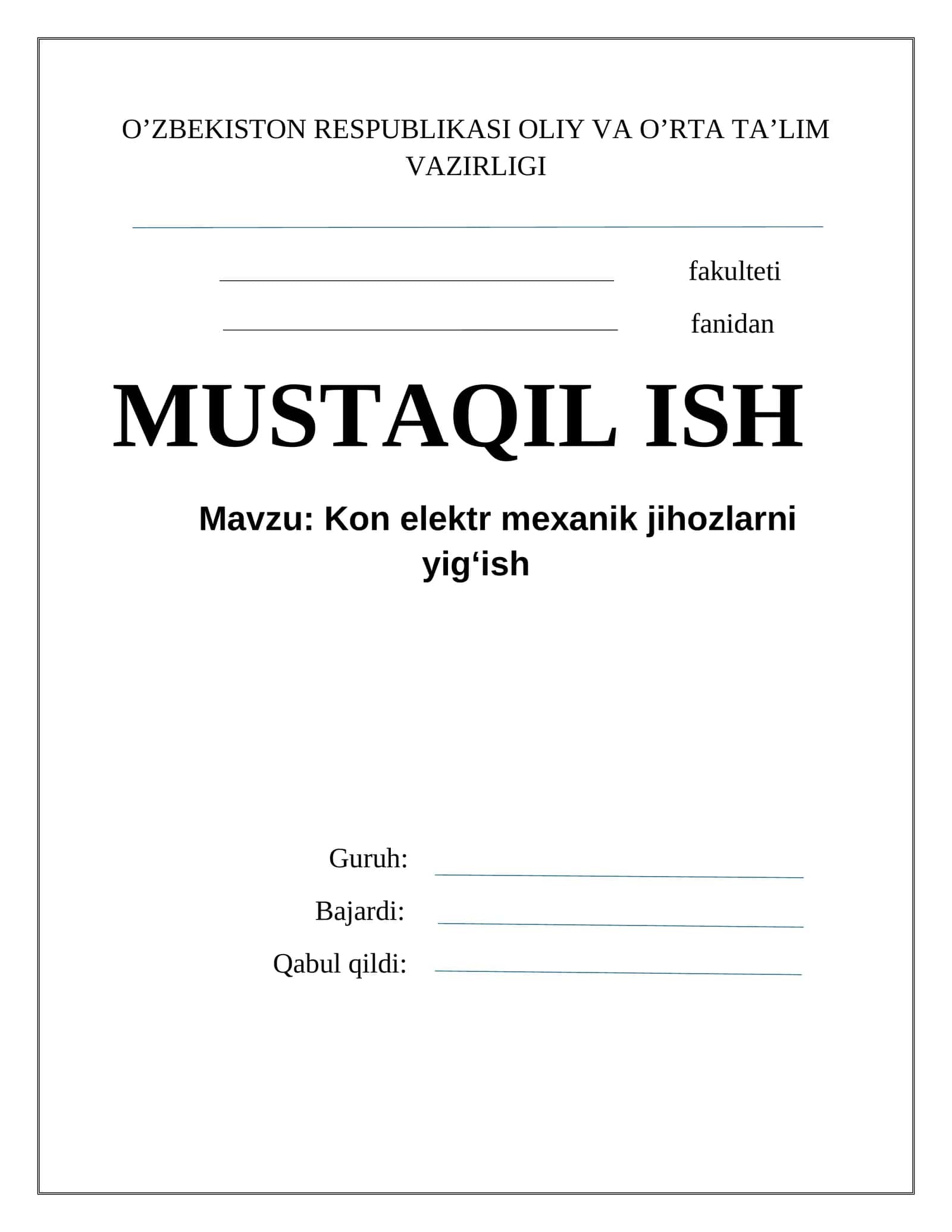 Kon elektro mexanik jihozlarni yig'ish 1