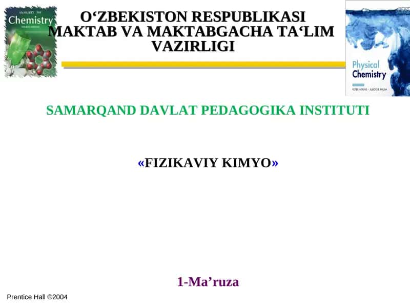 Fizikaviy kimyo 1