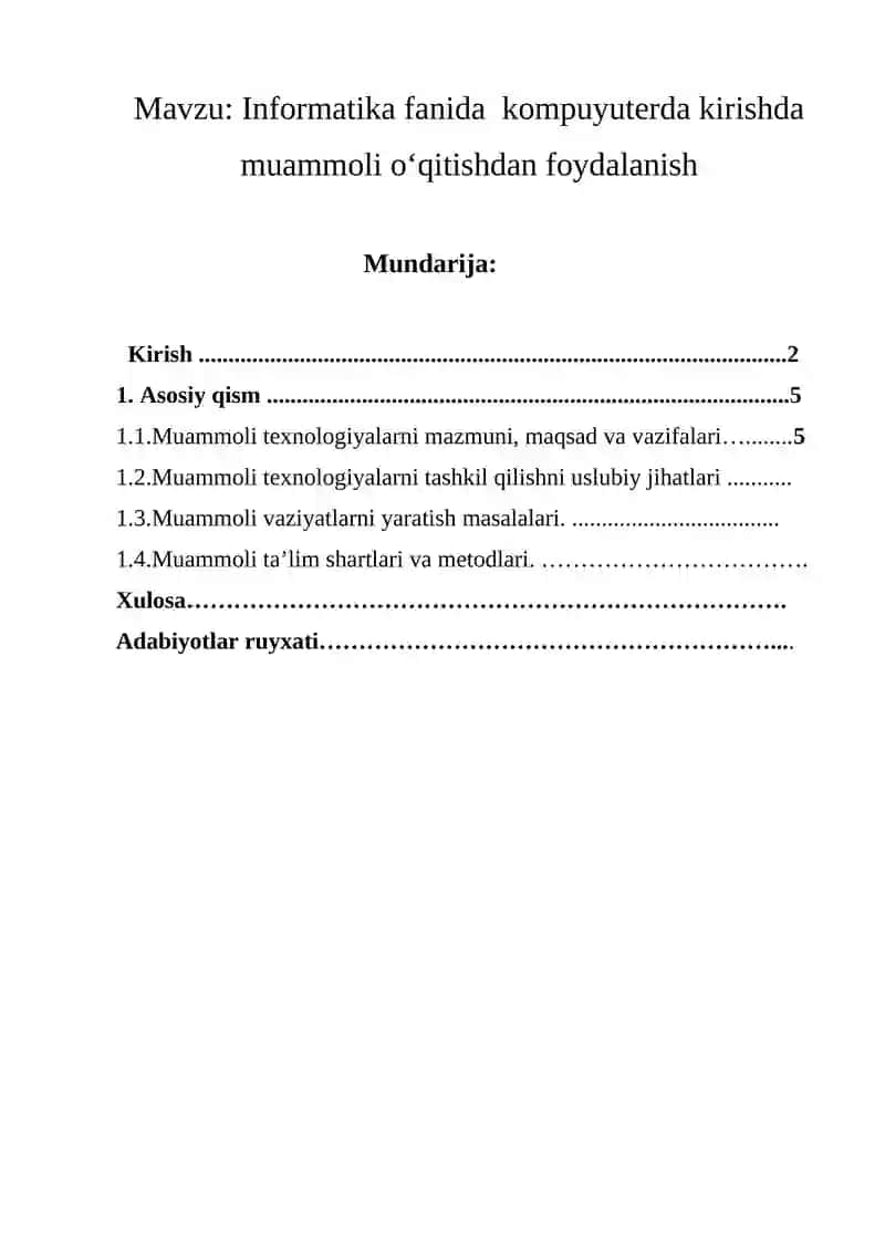 Muammоli o‘qitish tехnоlоgiyasi