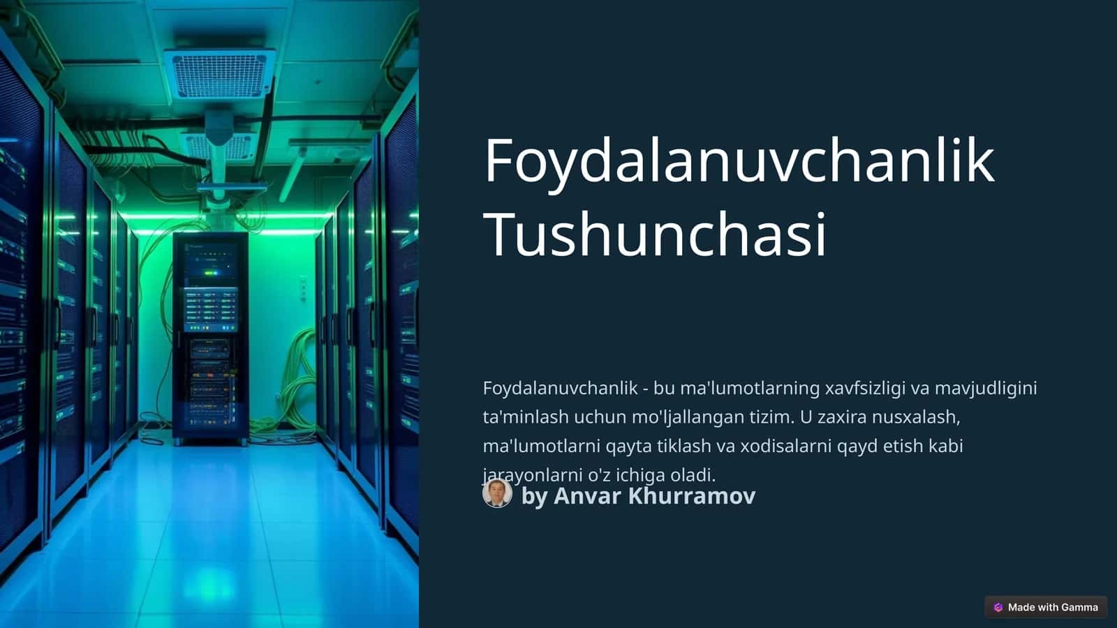 Foydalanuvchanlik Tushunchasi 1