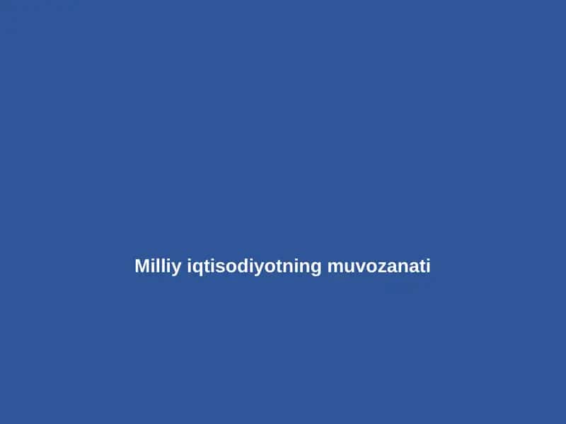 Milliy iqtisodiyot muvozanati 1
