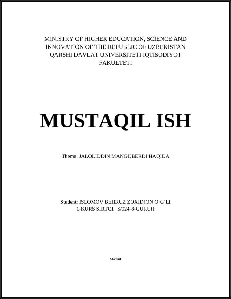 JALOLIDDIN MANGUBERDI HAQIDA 1