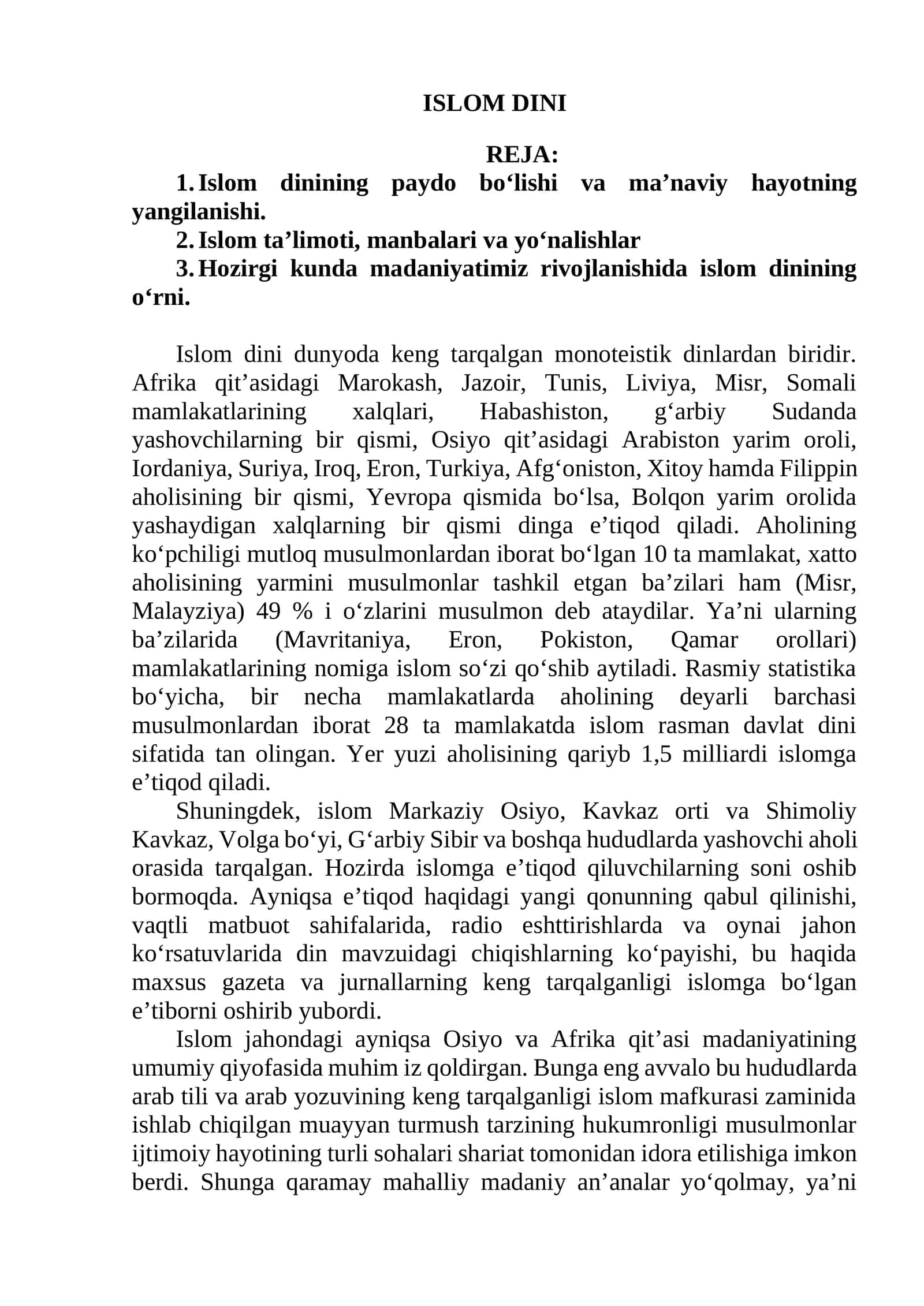 Islom Dini 1