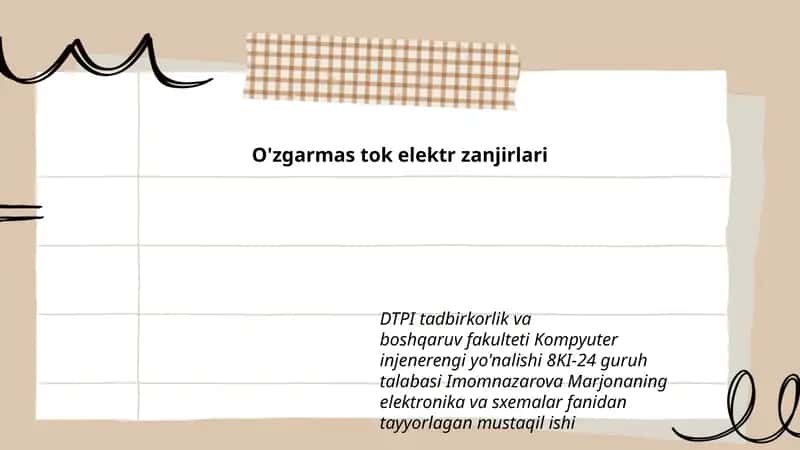 O'zgarmas tok elektr zanjirlari 1
