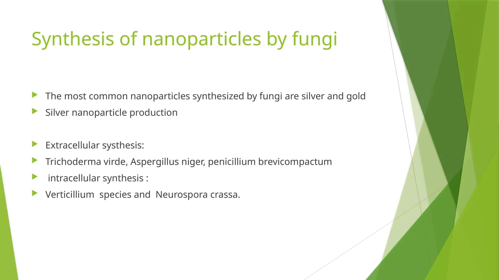Nanoparticles Synthesis by Fungi 1